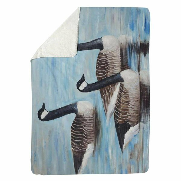 Begin Home Decor 60 x 80 in. Canada Geese In Water-Sherpa Fleece Blanket 5545-6080-AN165